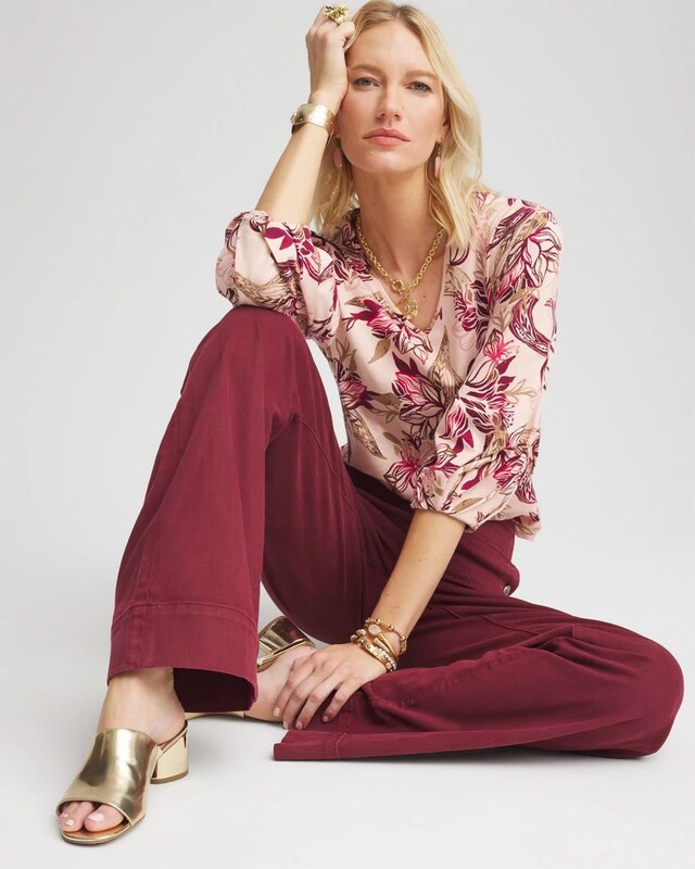 Floral Tuck Sleeve Tee - image 2